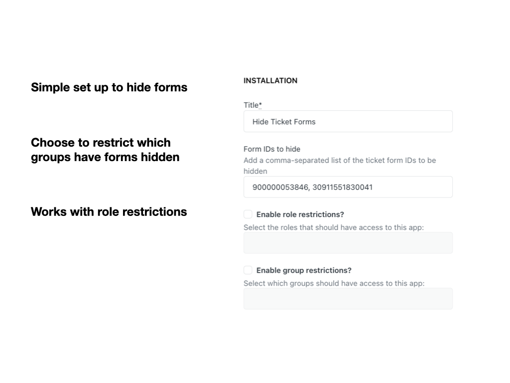 Hide Ticket Forms screenshot 1